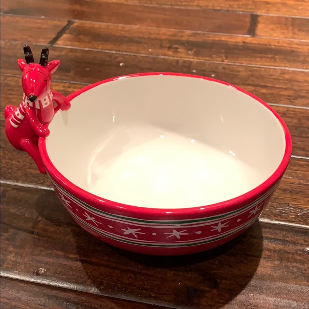 Harry & David Red Reindeer Serving Bowl EUC! ⭐️